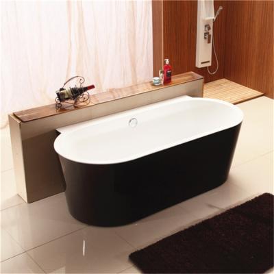 China 67 Inch Freestanding Oval Acrylic Freestanding Black Bathtub for sale