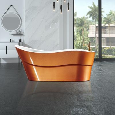 China Luxury 67 Inch Freestanding Gold Acrylic Color Freestanding Bathtub for sale