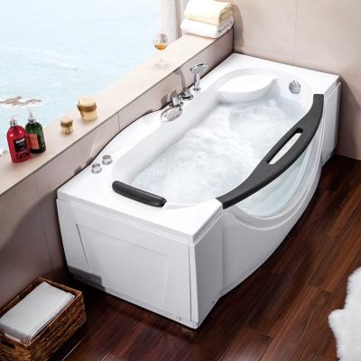 China Whirlpool Double Side Glass Hydraulic Spa Skirted (Left Skirt) Adult Bathtub for sale