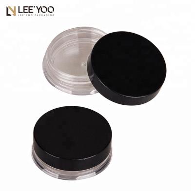 China PA-1018C Empty Glossy Black Plastic Round Eyeshadow Cosmetics Jar for sale