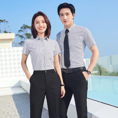 China New arrival anti-pilling casual men and women dress luxury short sleeve high quality males brand social shirts for sale