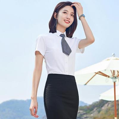 China Anti-pilling support 7 days sample order lead time classic summer fashion women brand cotton short sleeve uniform shirt for sale