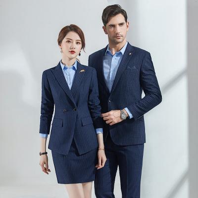 China 2021 new suits designCustom made men and women office wear Gray Stripe Business Suit high-end for sale