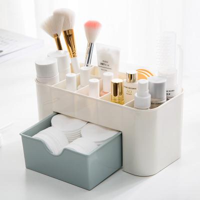 China PP Plastic Desktop Stocked Make Up Organizer For Storage Hanging Jewelry Box With Drawer for sale