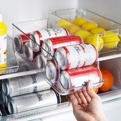 China Freshness Preservation Stackable Transparent Pet Beer Bottle Plastic Storage Box Soda Can Drink Refrigerator Bins Double Layers Shelving Storage Refrigerator for sale