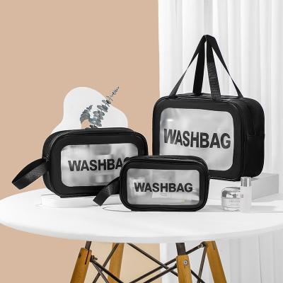 China Durable Clear Toiletry Bags For Travel Transparent Makeup Bags PVC Plastic Waterproof Zippered Cosmetic Bag for sale