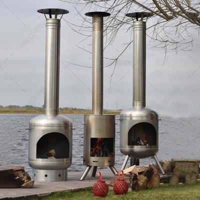 China Stocked Metal Steel Fire Garden Chimeneas Outdoor Fire Place Stainless Steel Chimney Design With Stand for sale