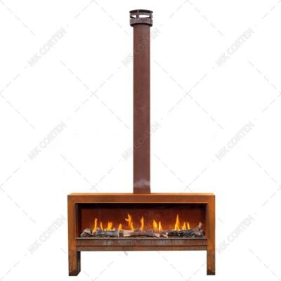 China Single Fire Stocked Pit Garden Outdoor Fireplace Gas Design Corten Steel Metal Antique Indoor Fire Place For Indoor Warm for sale