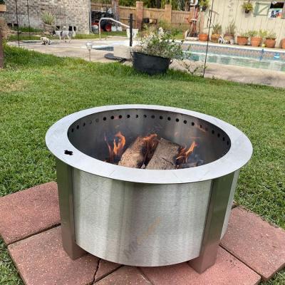 China Stocked Round Fire Pit Smokeless Braziers Eco-Friendly Steel Firepits Portable Camping Fire for sale