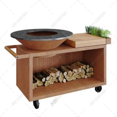 China Easily Assembled Camping BBQ Grills Large Barbecue Wood Fired Smoker Garden Charcoal Corten Steel BBQ Grill Custom Outdoor Brazier Kitchen for sale