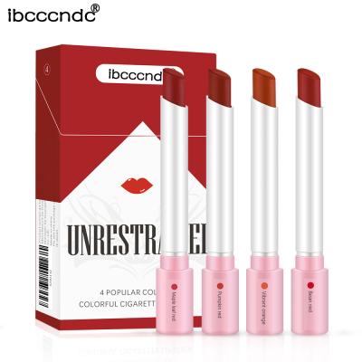 China Creative Waterproof Cigarette Lipstick Set 4 Colors Matte Long Lasting Waterproof Matte Lipstick Nude Red Makeup Tube Lips for sale