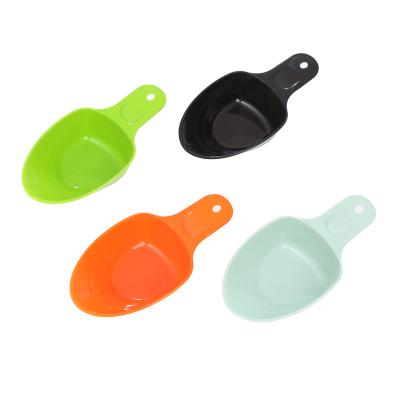 China Plastic Pet Cat Dog Food Dispenser Scoop ABS Toxic Safe Single Colored Durable Wholesale Best Selling Durable for sale