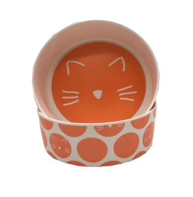 China New-design Lovely Viable Anti-slip Durable Cat Face Curing Color Round Melamine Material Pet Cat Food Bowl for sale