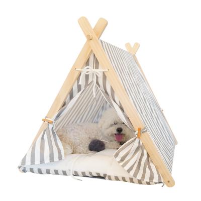 China New-design breathable pp cotton comfortable detachable fashionable creative Cat Dog Tent House wooden pet for sale