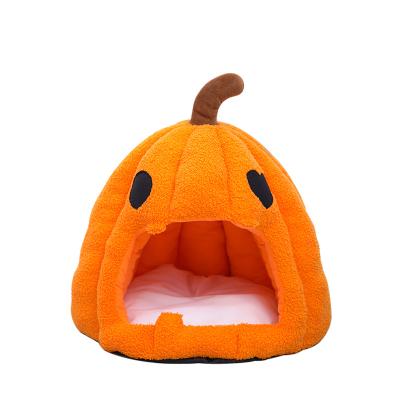 China Pumpkin Breathable New-design Halloween Crystal Fleece Pet Cat Dog Creative Comfortable Breathable Durable Bedroom for sale