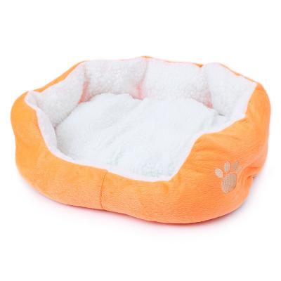 China Wholesale Colored Popular Classic Square Comfortable Soft Durable Pet Cat Dog Sofa Bed Lamb Fleece PP Cotton for sale