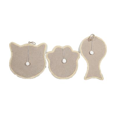 China Wholesale New-design Viable Fish Cat Shape Durable Hanging Sisal Cat Toy Pet Cat Scratching Board With Ball for sale