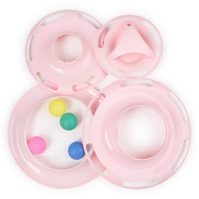 China Wholesale Popular Creative Four Layers Stored Orbital Pet Cat Interactive Toy Turntable With Colorful Balls for sale