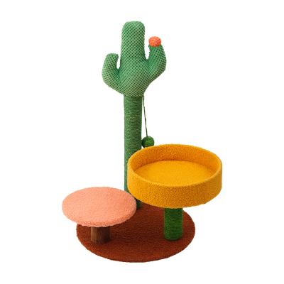 China Wholesale New Product Viable New Product Sustainable Cat Scratching Post Cat Tree Sisal Fleece Cactus Regular Durable Pet Cat Toy for sale