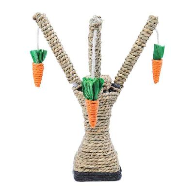 China New Product Sustainable Fashionable Wholesale Carrot Tree Durable Pet Cat Tree Toy Mail Straw Rope Plastic Cat Scratching for sale