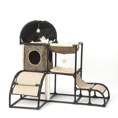 China New Product Viable Luxury Creative Durable Cardboard Cat House Cat Scratcher Pet Cat Toy Fleece Oxford Cloth Sisal for sale