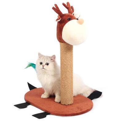 China Fleece Jute Scratching Post Cat Tree Regular Pet Cat Toy Sustainable Fashionable New-design Lovely Animal Durable for sale