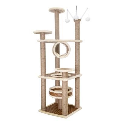 China Fashion Sustainable Multi-Layers Fleece Sisal Cat Tree Cat Scratching Post All-in-One Durable Pet Cat Toy Furniture for sale