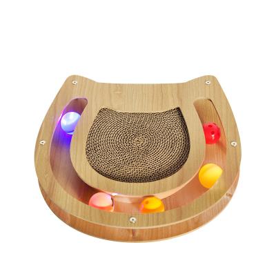 China New-design viable Smart Cat Toy Scratch Cardboard with light up balls for sale