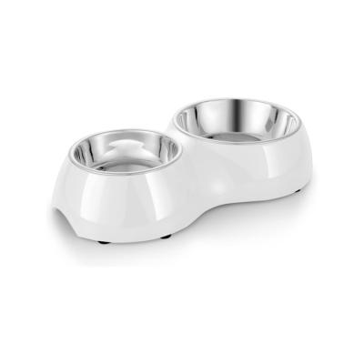 China Viable Twins Dog Melamine Stainless Bowl For Food Water for sale