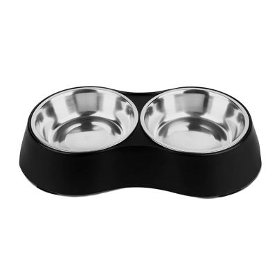 China Sustainable Wholesale Manufacturer Twins Stainless Dog Melamine Bowl For Food Water for sale