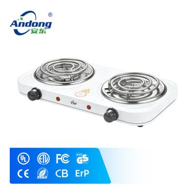 China RV Andong 110v Electric Double Two Burner Hot Plate Electric Cooking Stove With 2 Coil Burner for sale