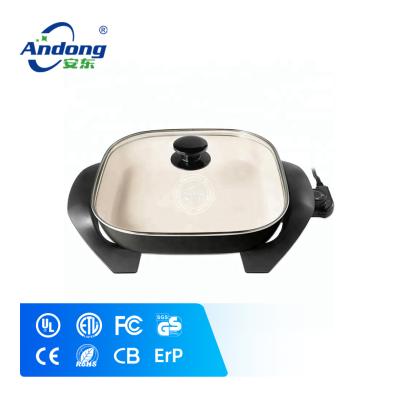 China Andong Dishwasher Safe Component 1500 Watt Electric Frying Pan Square Pan With Ceramic Coating for sale