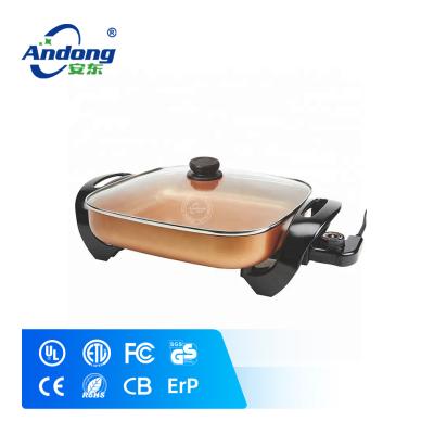 China Andong Safe Place Dishwasher Component Electric Fry Pan Ceramic Coated Non Stick Fry Pan Pot Thermostat Control Cookware for sale