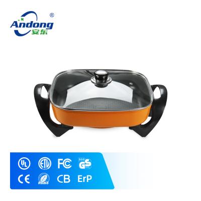 China Multifunctional Dishwasher Safe Andong Component Electric Grill Pan With Nonstick Lacquer And Glass Lid for sale