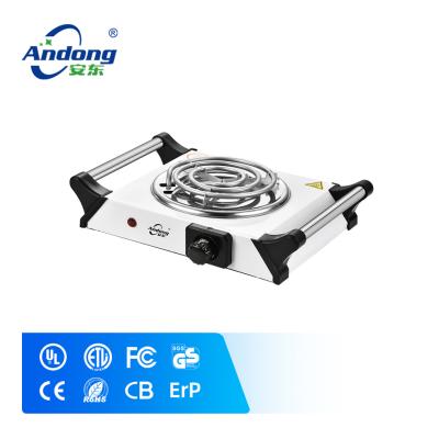 China Andong Home Kitchen Appliances Electric Hot Plate Portable Cooking White Adjustable Temperature 1000 Watts With Handle for sale