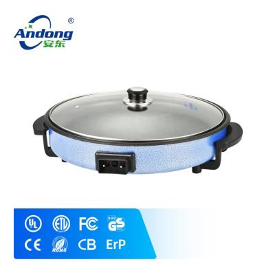 China Hotel Electric Andong 40cm Round Blue Non-stick Coating Pizza Pan with 4cm Depth for sale