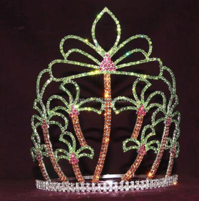 China custom summer coconut palm tiara rhinestone crown GWST2890 for sale