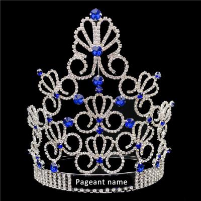 China custom 12 inch crown rhinestone pageant crowns crystal adjust band tiara HG-190758 for sale