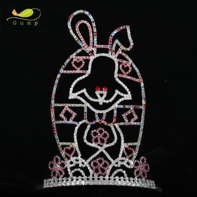 China Egg Rabbit Design Easter Rhinestone Crown Customized Pageant Crystal Tiara CN-1808 for sale