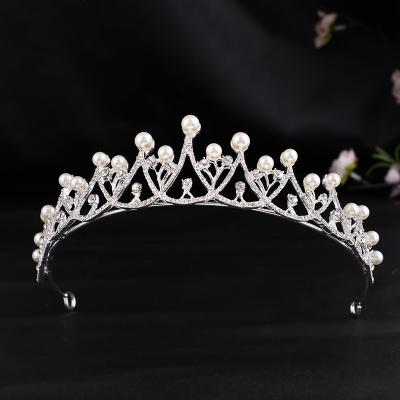 China Wedding Rhinestone Crown Crystal Tiara Pageant Imitation Pearl Hair Accessories HG-210803 for sale