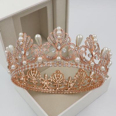 China Custom Round Pageant Crown Rhinestone Crowns Party Queen Tiara HG-210807 for sale