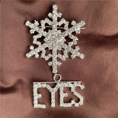 China Crystal Letter Custom Snowflake Style Custom Pin Name Sash Pin Rhinestone Crystal Word Brooch for sale