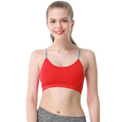 China Breathable Breathable Customize Letters Ribbon Sports Beauty Sports Bra High-Back For Large Breast for sale