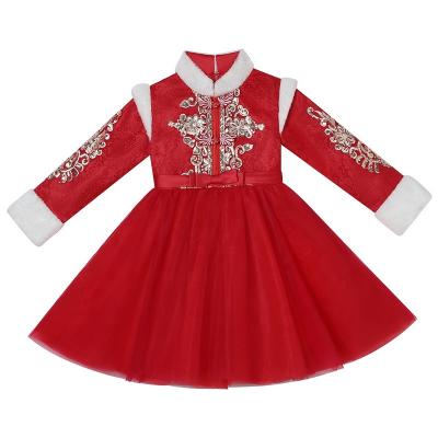 China Washable Children Flower Girl Chinoiserie Style Cheongsam Floral Princess Dress fancy girls dance stage costumes for sale