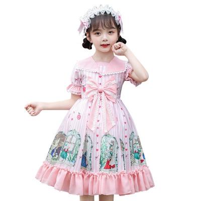 China Washable Fashion Lolita Dress Sweet Girls Party Printed Baby Girl Party Dresses Princess Kid Girl Skirts Summer Children Clothes for sale