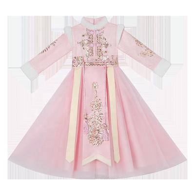 China Washable Chinese style girl's ancient costume super fairy autumn and winter clothes plus velvet thickening children's Tang clothes for sale