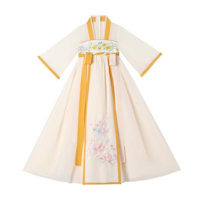 China Washable chinese style dress hanfu girl children designer clothes 2022 new summer girls dress with short sleeves for sale