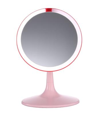 China Lighted Custom Desk Mirror , Large Vanity Round Table Makeup Mirror With Light Addition for sale