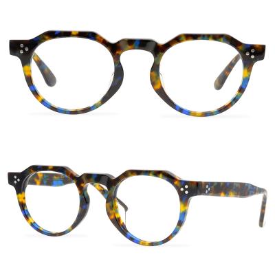 China New Retro Fashion Glass Frame Comfortable Polygonal Acetate Frame Flat Optical Glasses for sale