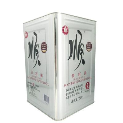 China Oil Packing 3.96gallon 15L Tin Box Empty Square Metal Packaging Tin Cans Wholesale 5 Gallon Tin Pail for sale